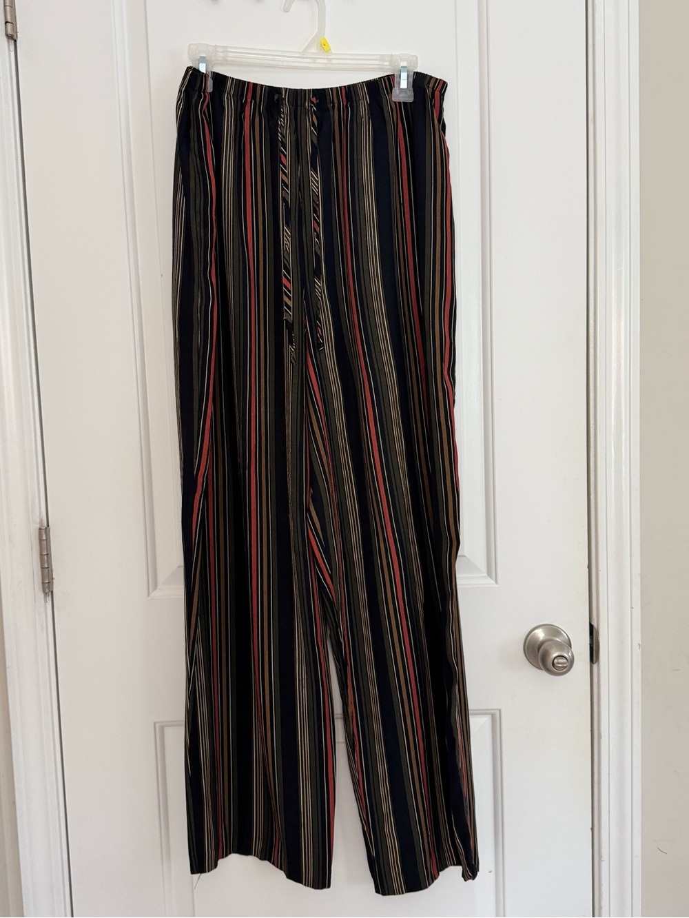 Women's Wide Leg Striped Pants Size Large Pull On Marmie West, Resort, Cruise